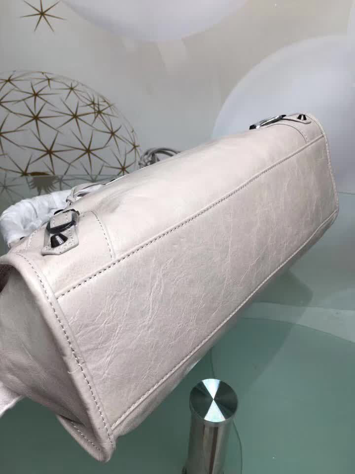 BALENCIAG巴黎世家 經典款 義大利進口原版油蠟頭層牛皮 古銅釘黑色 時尚百搭 手提肩背斜挎包  BL1312
